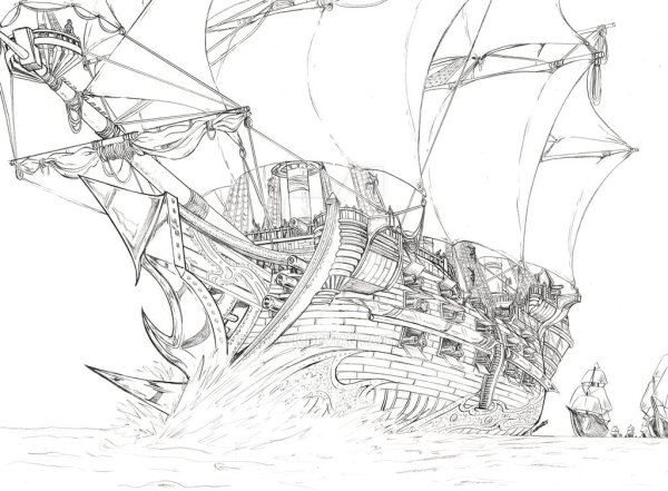 Тату корабль Летучий голландец