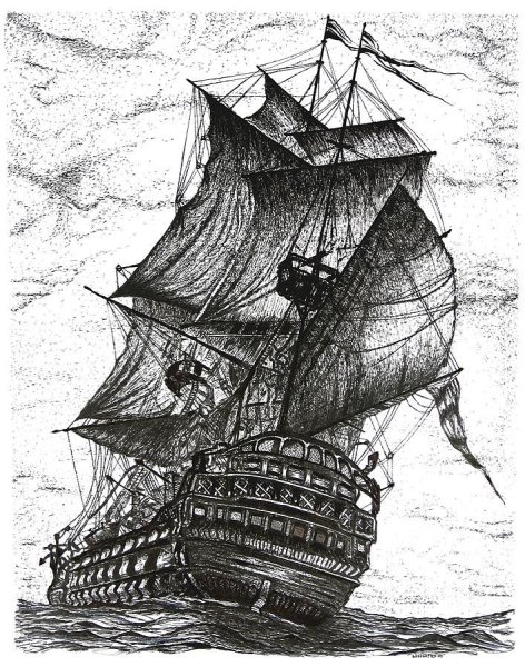 Тату корабль эскиз