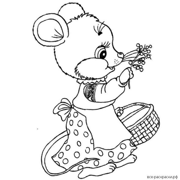 Мышка из сказки Теремок раскраска