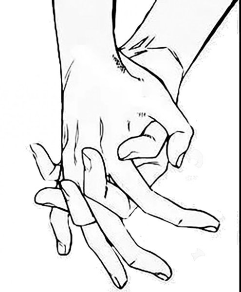 Очертания рук влюбленных