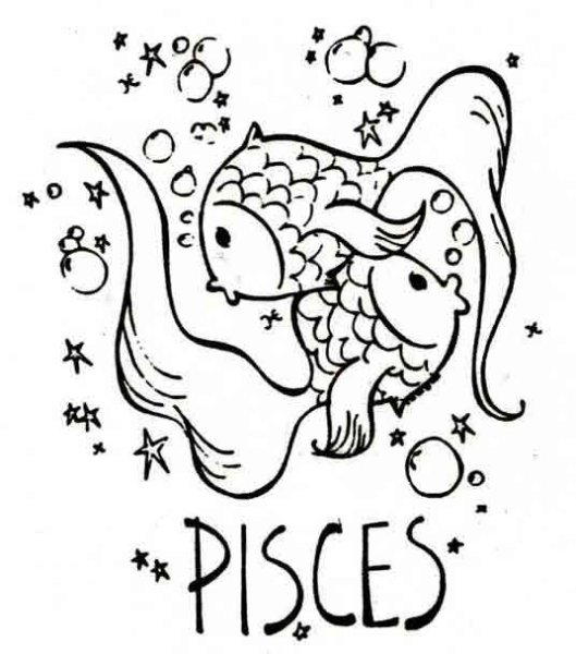 Знак зодиака рыбы раскраска