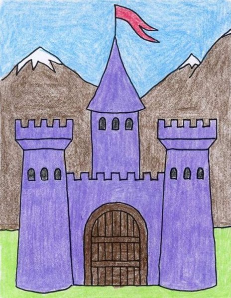 Рыцарский замок средних веков рисунок