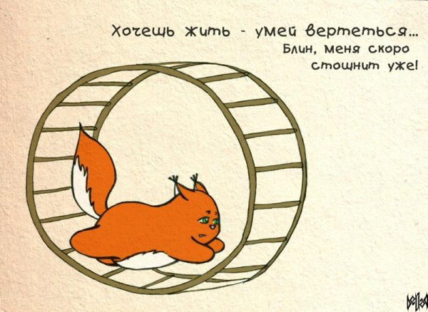 Белка в колесе иллюстрация