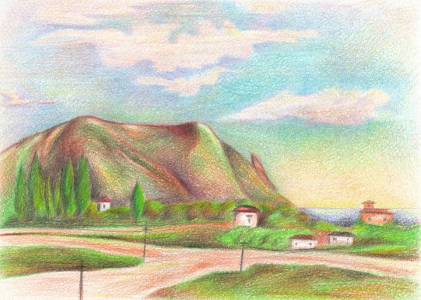 Японская живопись горный пейзаж Сансуй