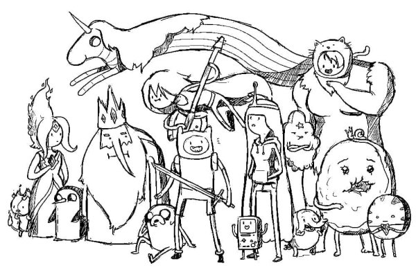 Эдвенчер тайм персонажи раскраска