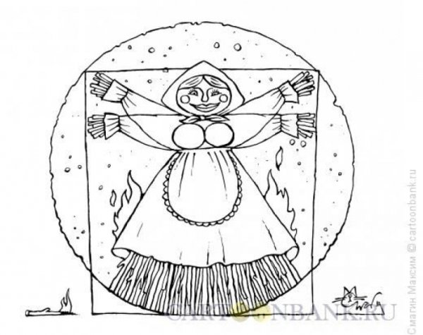 Контур рисунка Масленица