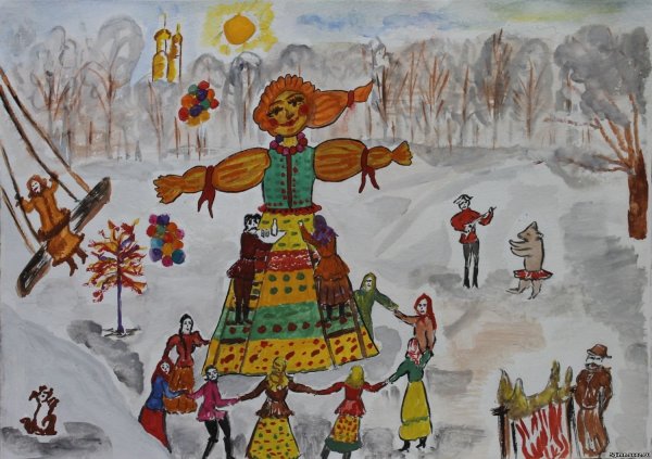 Рисование чучела Масленицы
