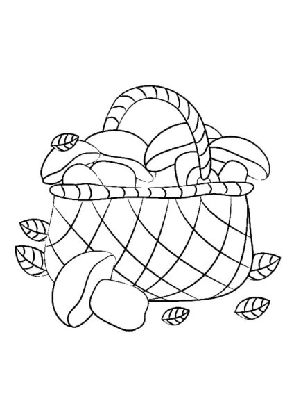 Поэтапное рисование корзины с грибами