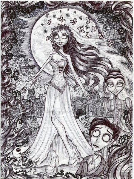 Тим бёртон мертвая невеста рисунки