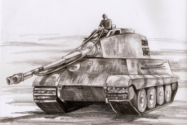 Немецкий танк тигр карандашом