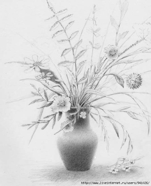 Рисование тюльпаны в вазе