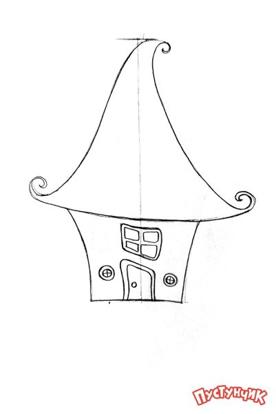 Сказочный домик карандашом