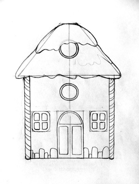 Домик рисунок карандашом