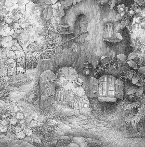 Сказочный домик простым карандашом