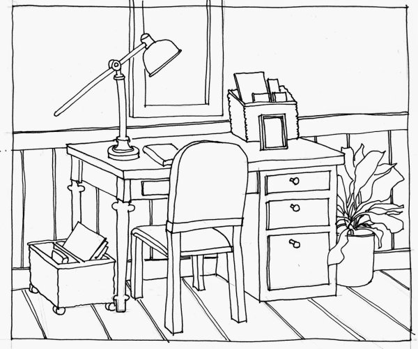 Компьютерный стол раскраска