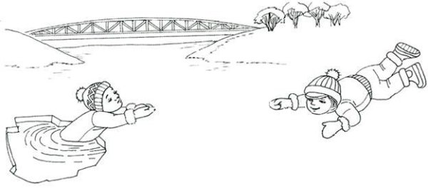 Раскраска осторожно тонкий лед для детей