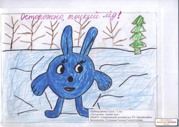 Осторожно тонкий лед рисунок на конкурс