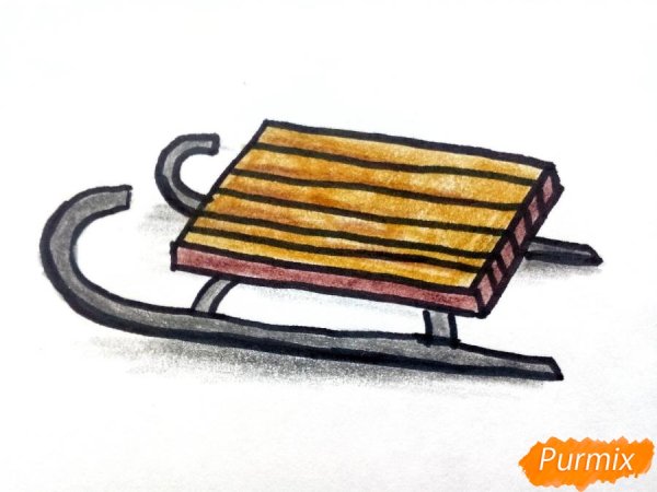 Санки карандашом