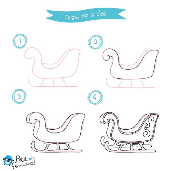 Санки новогодние раскраска для детей