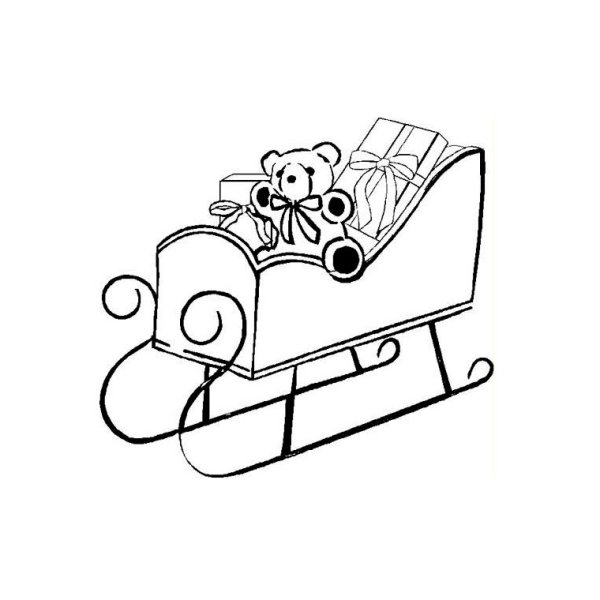 Сани с подарками трафарет