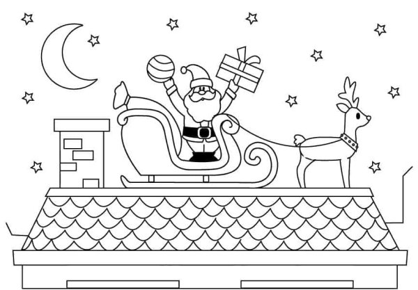 Сани Деда Мороза трафарет