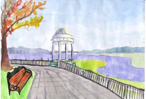 Горный пейзаж карандашом