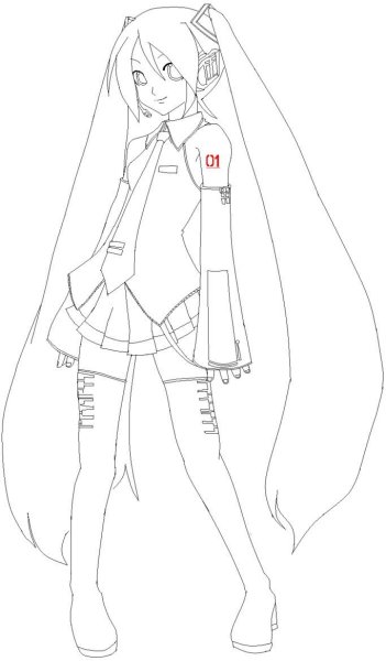 Раскраски аниме Хатсуне Мику