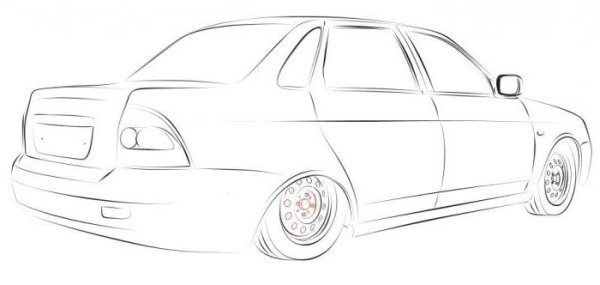 Лада Приора нарисованная сбоку