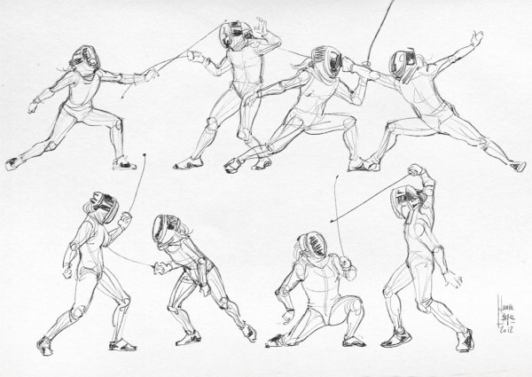 Фехтовальщик поза референс