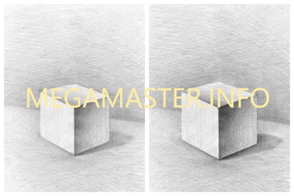 Куб в перспективе карандашом