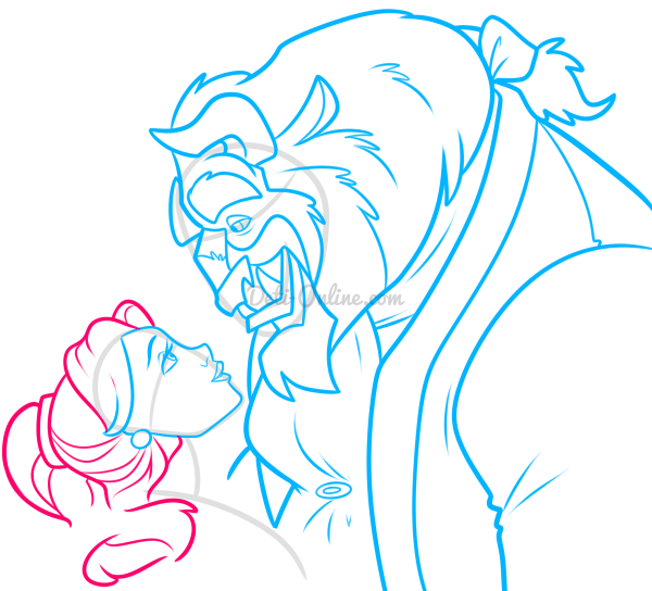 Красавица и чудовище для срисовки