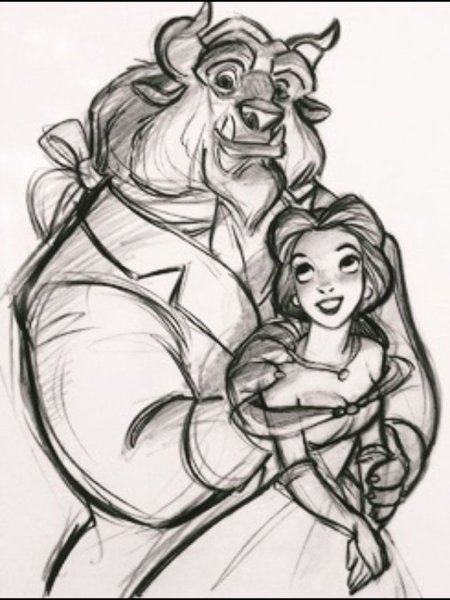 Красавица и чудовище для срисовки