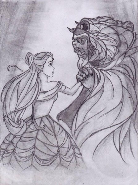 Красавица и чудовище для срисовки