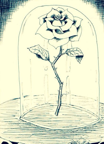 Нарисовать розу в горшке