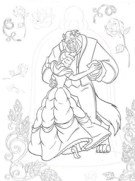 Бэль и принц раскраска