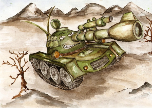 Танк рисунок сбоку детский
