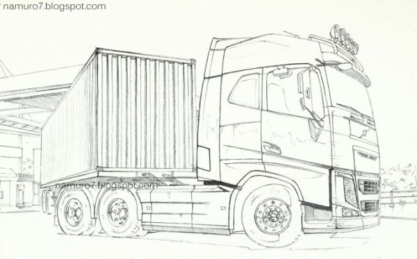 Раскраска грузовик Volvo fh12