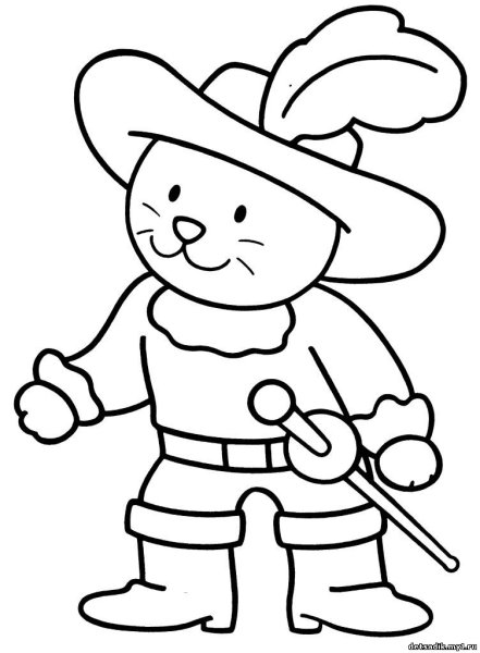 Кот в сапогах раскраска для детей