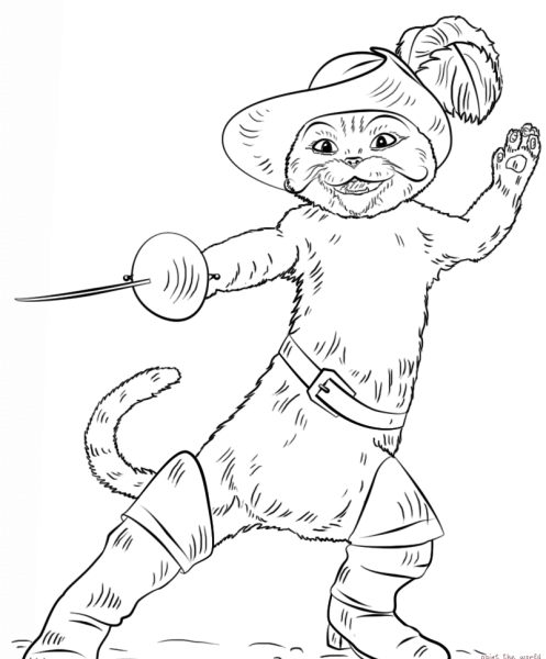 «Кот в сапогах» расскраска