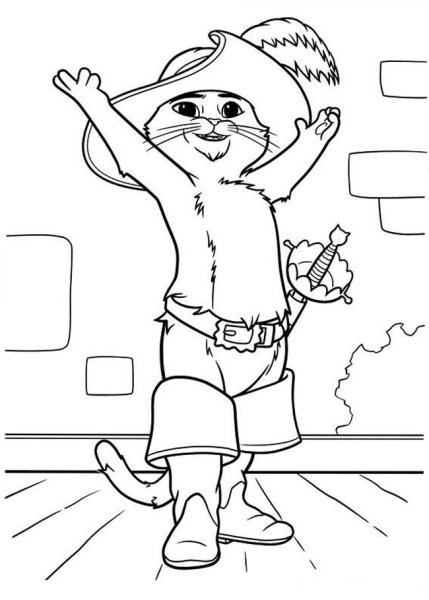 Раскраска кот в сапогах Шарль Перро