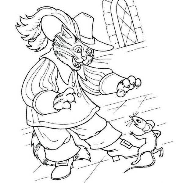 Раскраска к сказке кот в сапогах Шарля Перро