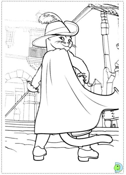Раскраска кот в сапогах Шарль Перро