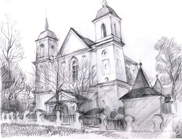 Зарисовки архитектуры карандашом