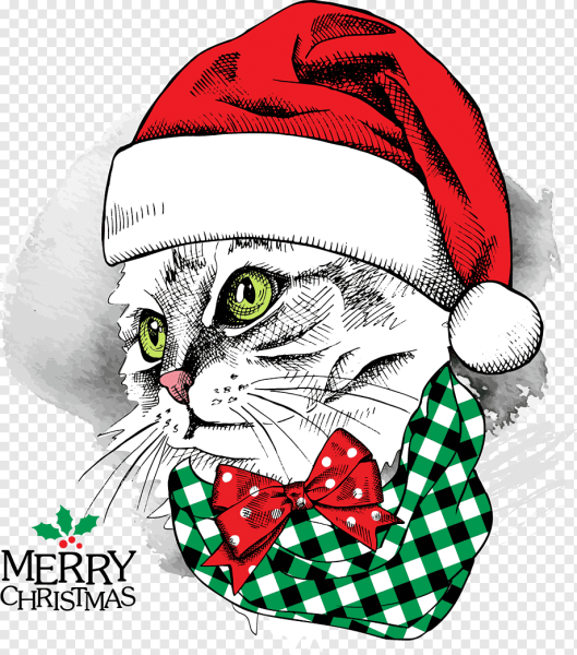 Раскраски новогодние котята