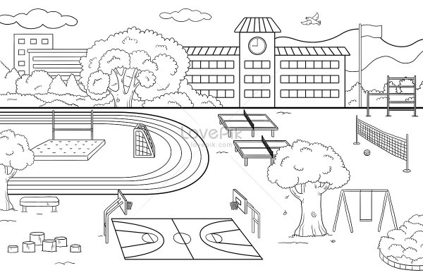 Школьная площадка рисунок