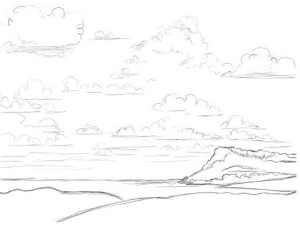 Морской пейзаж эскиз