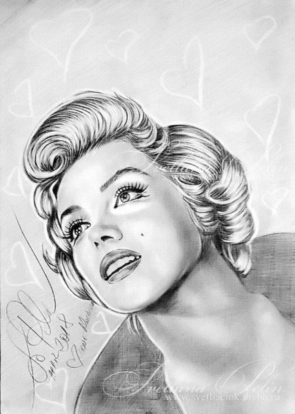 Мерлин Монро простым карандашом