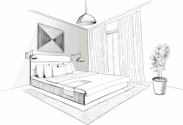 Зарисовка интерьера комнаты