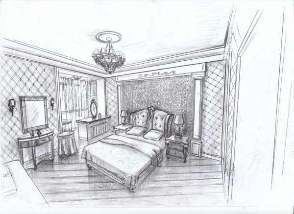 Рисование интерьера комнаты