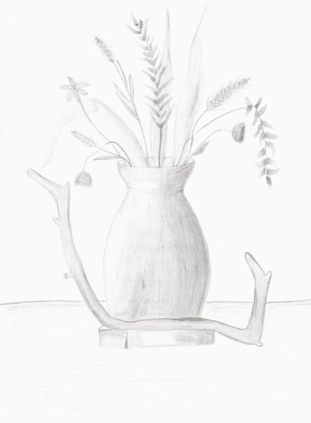 Рисование ваза с колосками